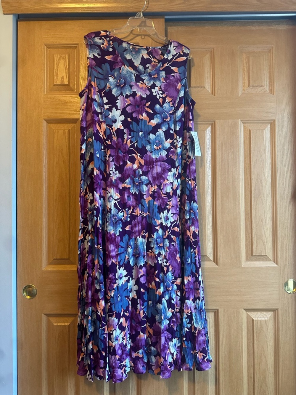 Woman Within Purple Floral Sleeveless Maxi Dress